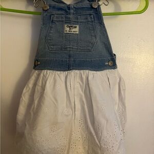 OshKosh B'gosh Blue Denim and White Eyelet Overall Dress